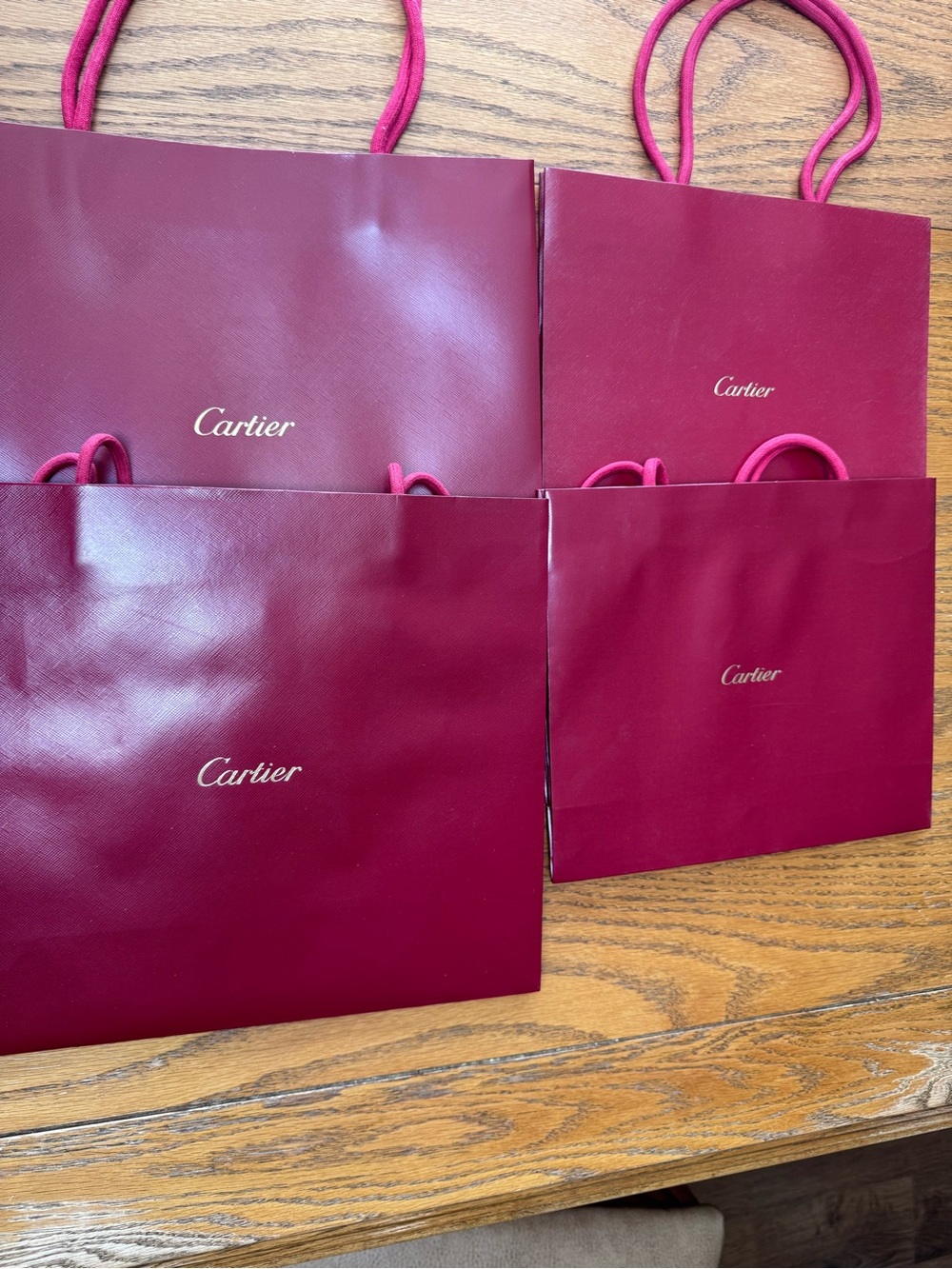 Cartier Burgundy Paper Tote Bags with Rope Handles